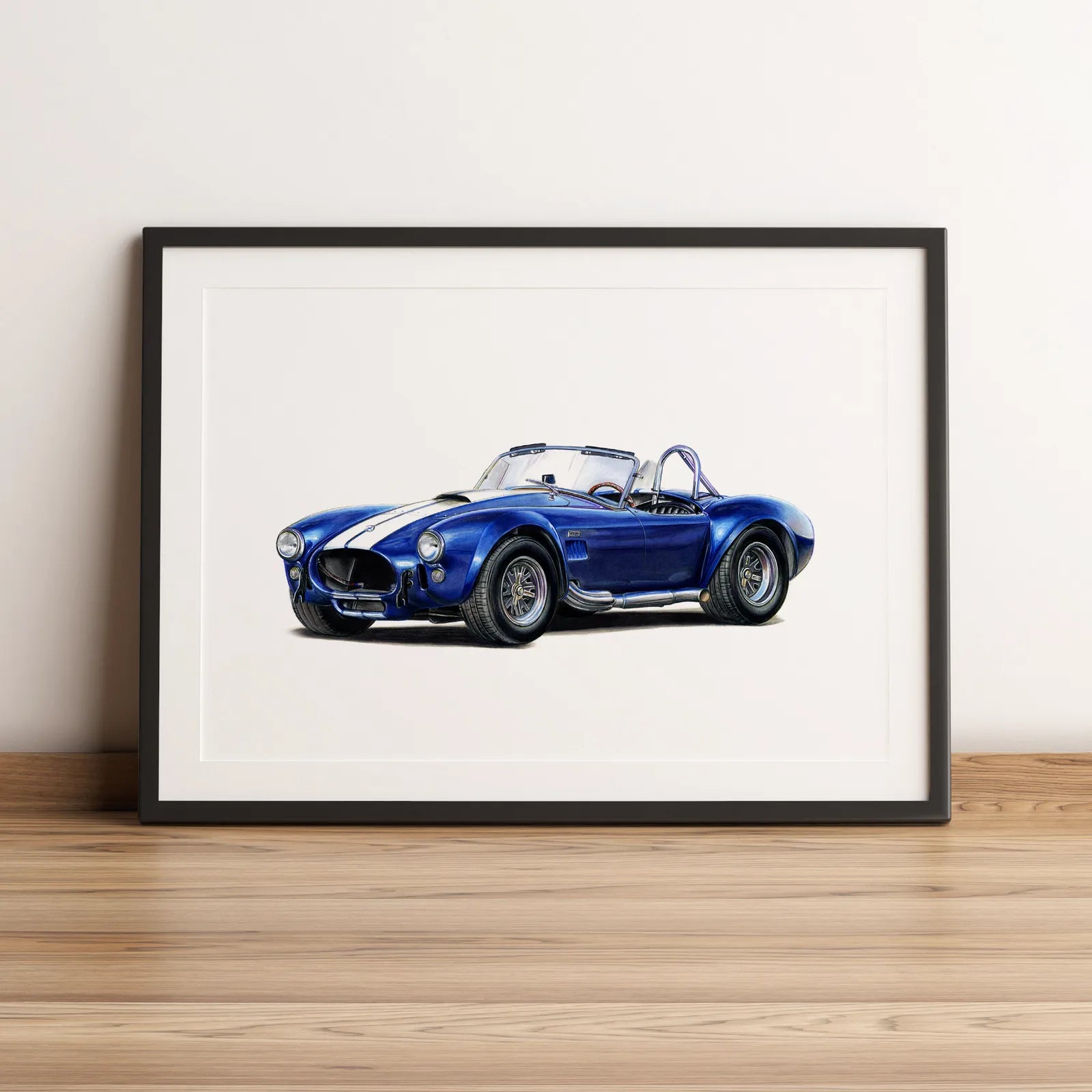 Illustration automobile de l'AC Cobra dessinée à la main par l'artiste Anthony Caillon.