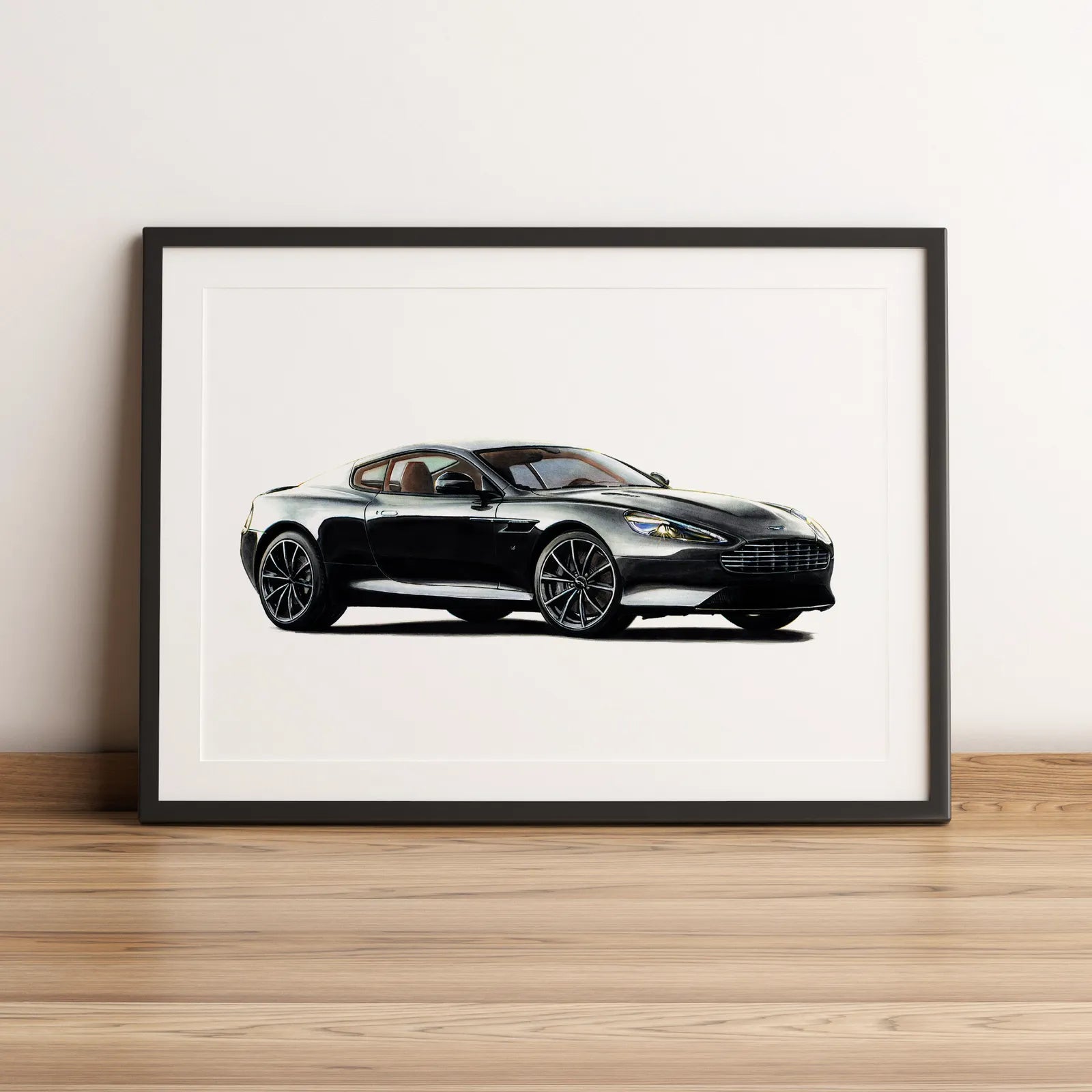 Illustration automobile de l'Aston Martin DB9 GT dessinée à la main par l'artiste Anthony Caillon.