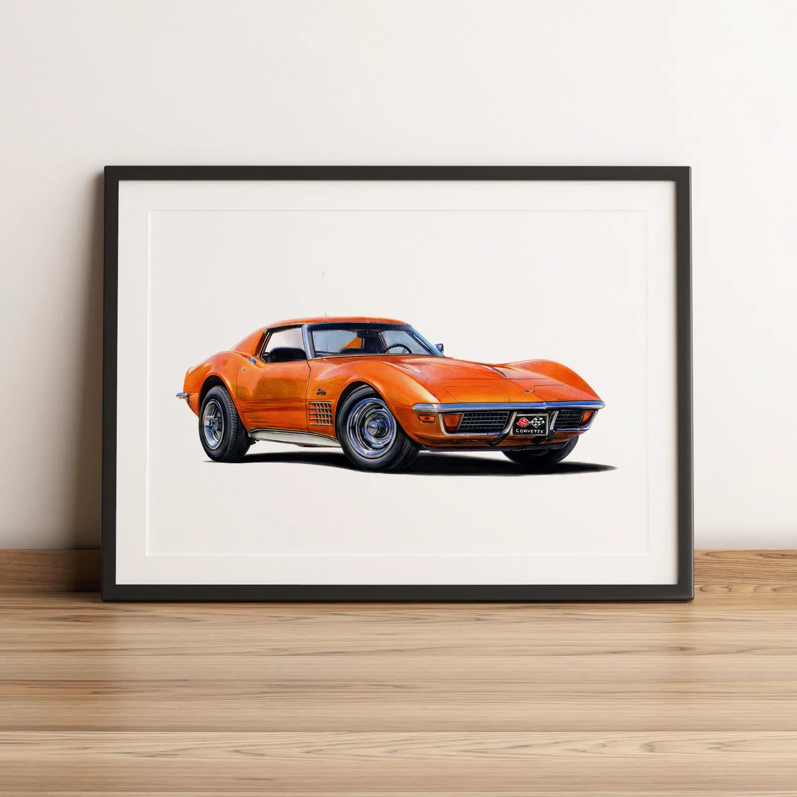Illustration automobile de la Corvette C3 Stingray dessinée à la main par l'artiste Anthony Caillon.