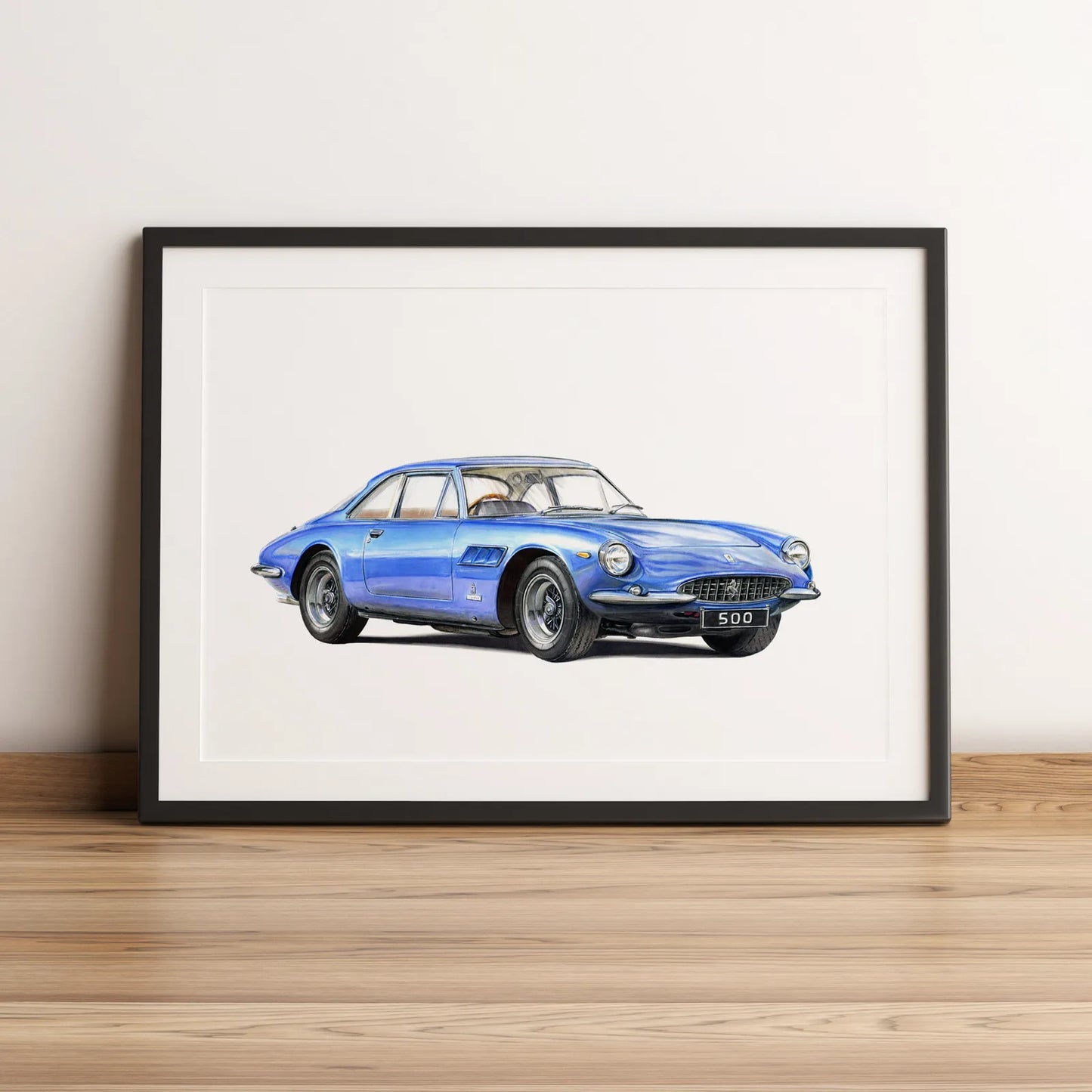 Illustration automobile de la Ferrari 500 Superfast dessinée à la main par l'artiste Anthony Caillon.