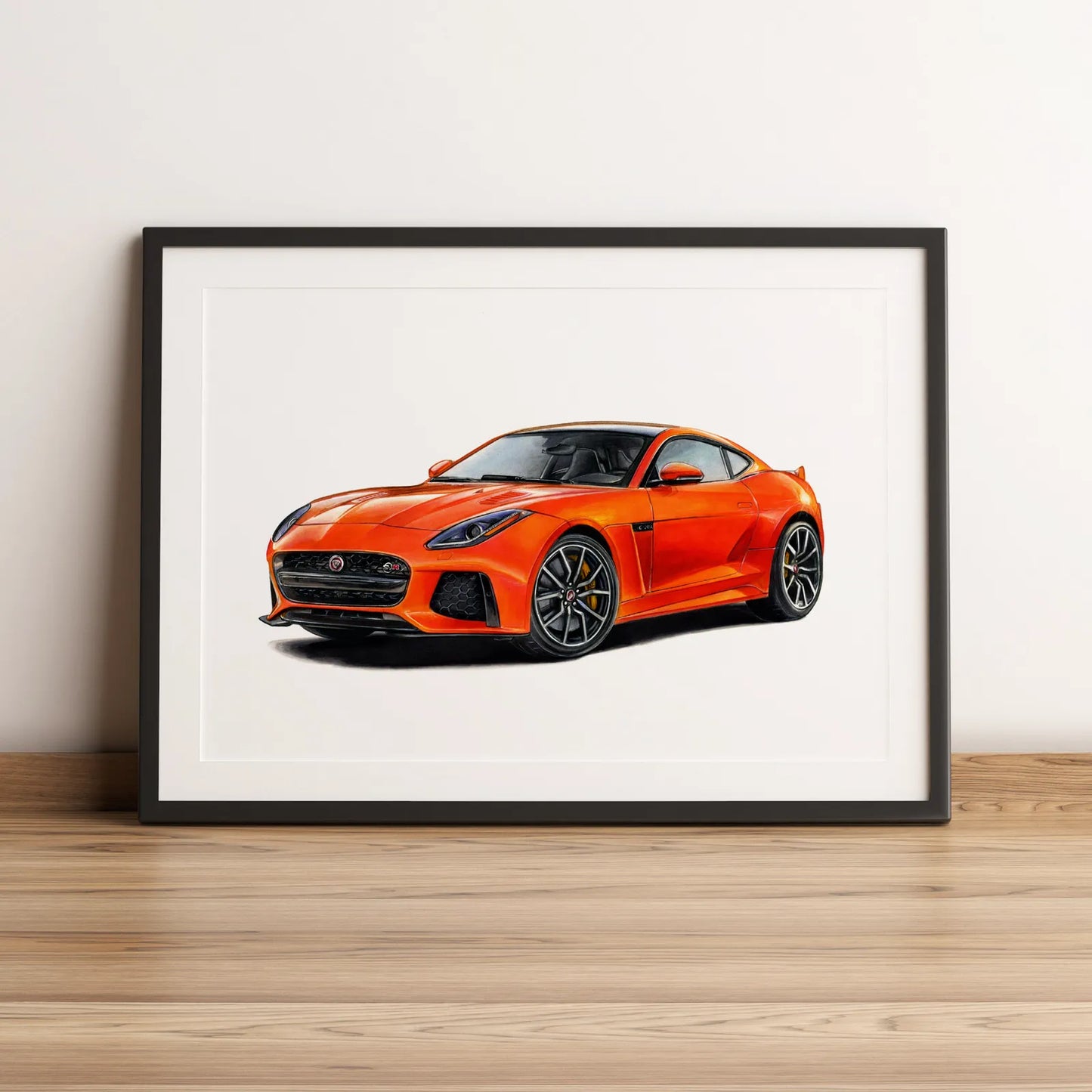 Illustration automobile de la Jaguar F-type dessinée à la main par l'artiste Anthony Caillon.