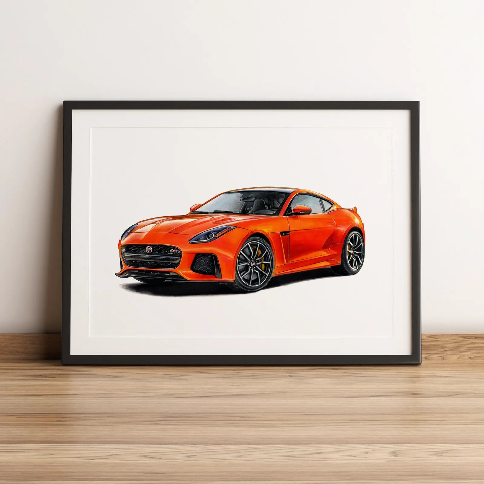 Illustration automobile de la Jaguar F-type dessinée à la main par l'artiste Anthony Caillon.