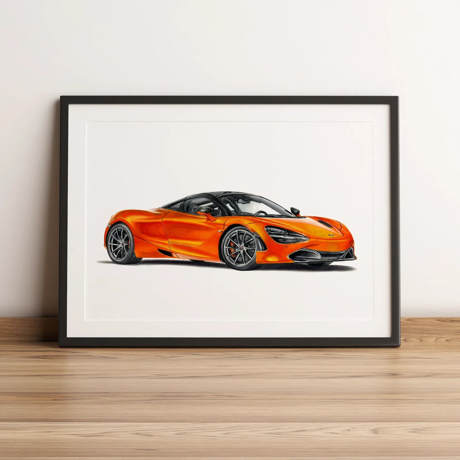 Illustration automobile de la McLaren 720S dessinée à la main par l'artiste Anthony Caillon.