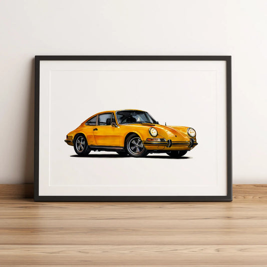Illustration automobile de la Porsche 901 dessinée à la main par l'artiste Anthony Caillon.