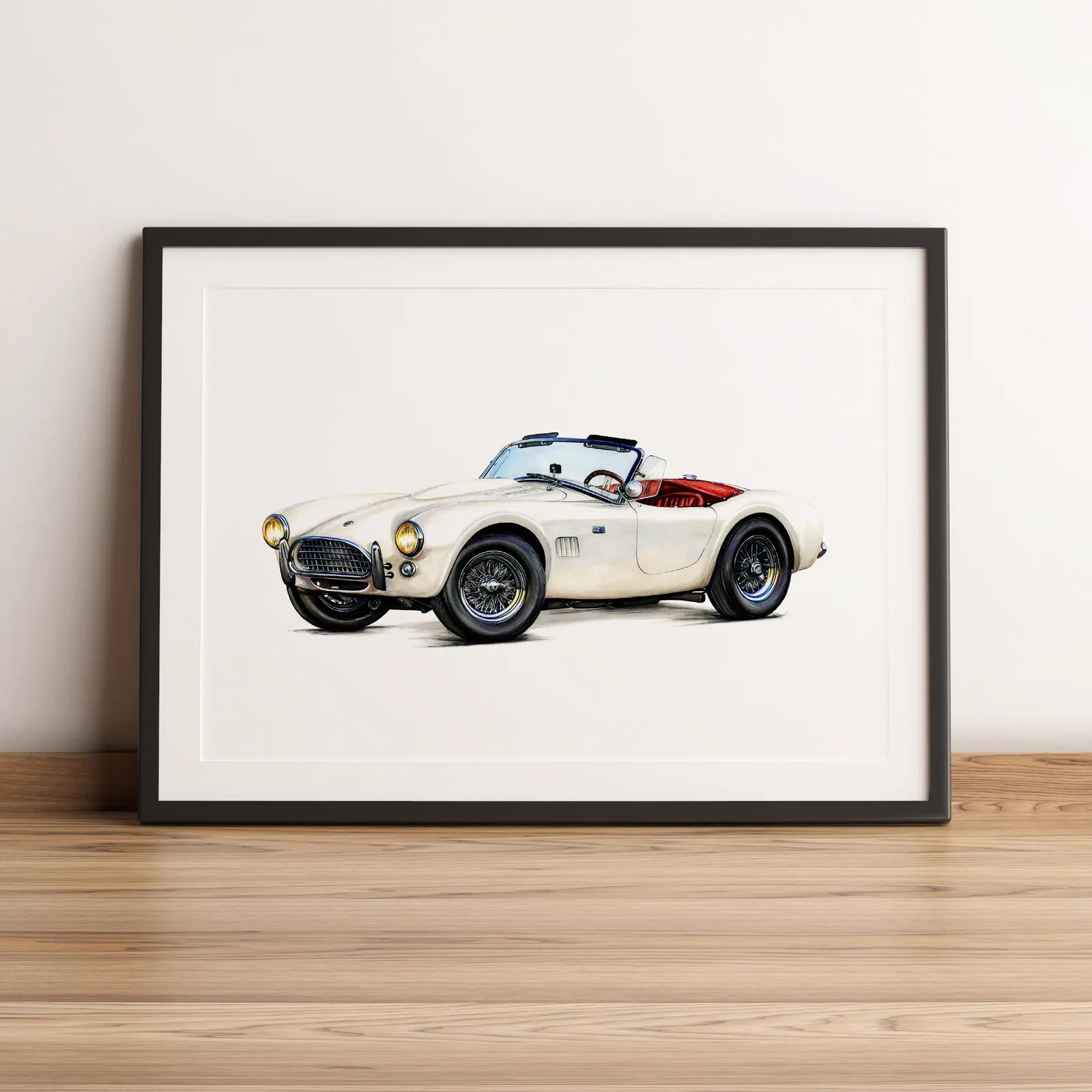 Illustration automobile de la Shelby Cobra 289 dessinée à la main par l'artiste Anthony Caillon.